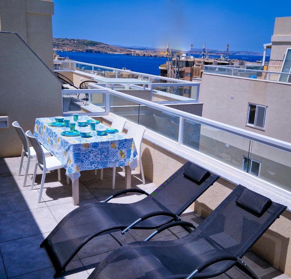 Apartmán Sea View New Penthouse Terrace & Garage Parking St. Paul's Bay Exteriér fotografie